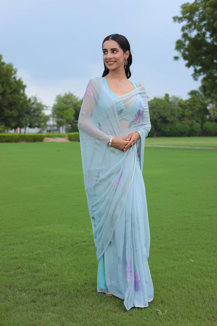 Chiffon Saree with Swarovski work