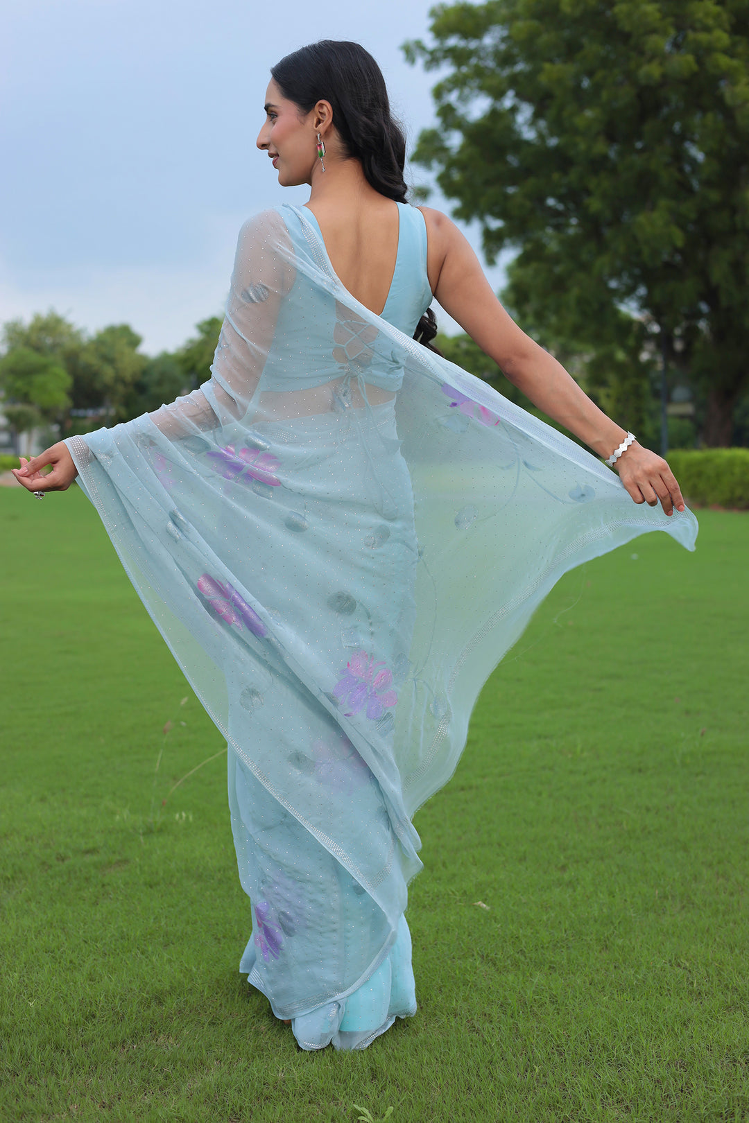 Chiffon Saree with Swarovski work