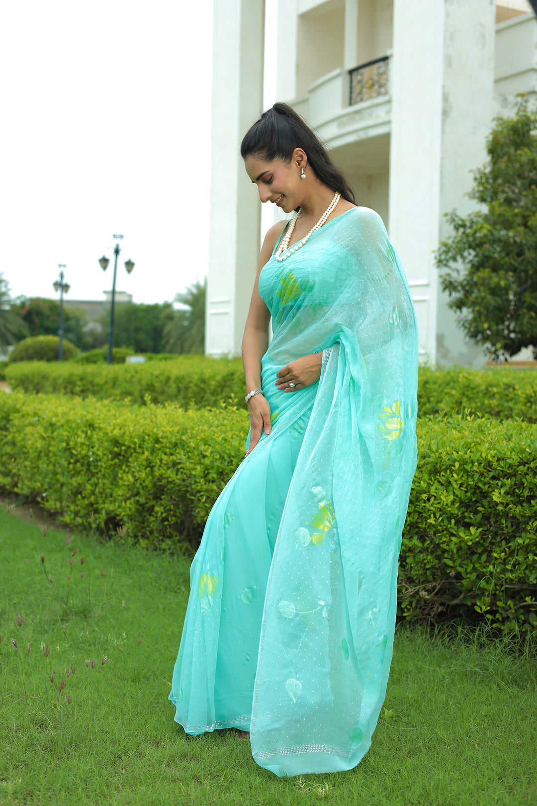 Chiffon Saree with Swarovski work