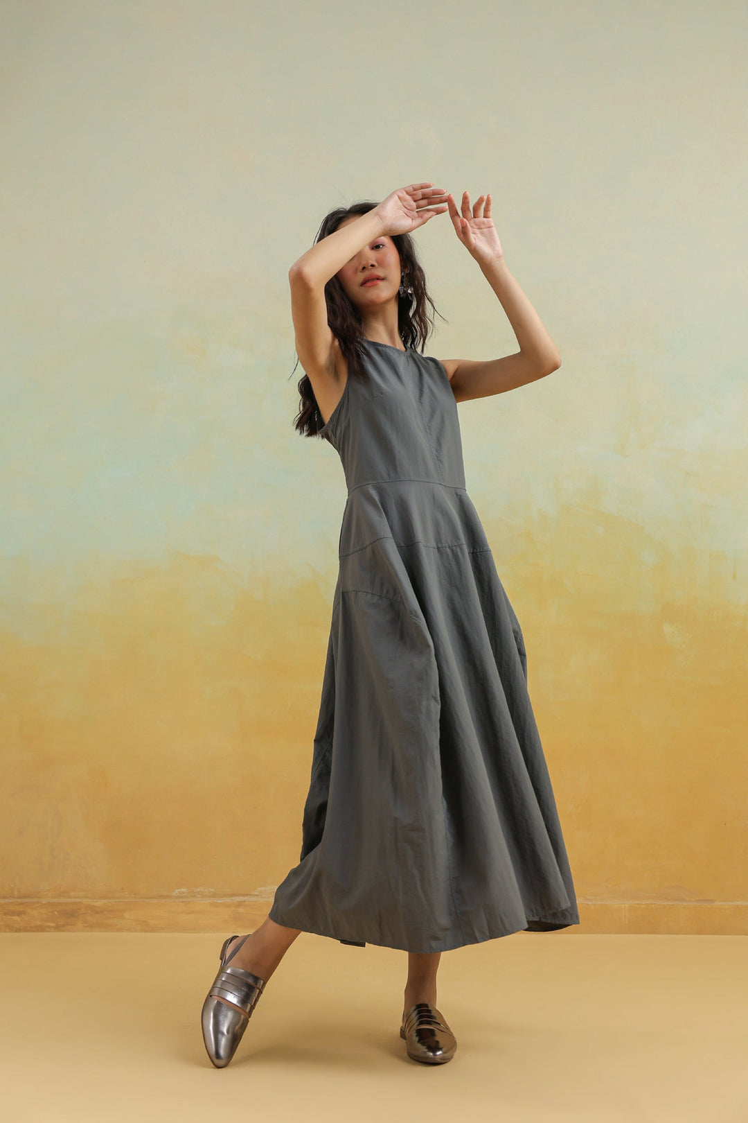 gray cotton dress Grey Cotton Maxi Dress cottonchalk