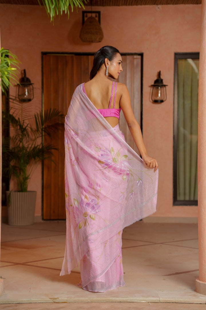 Chiffon Saree with Swarovski work