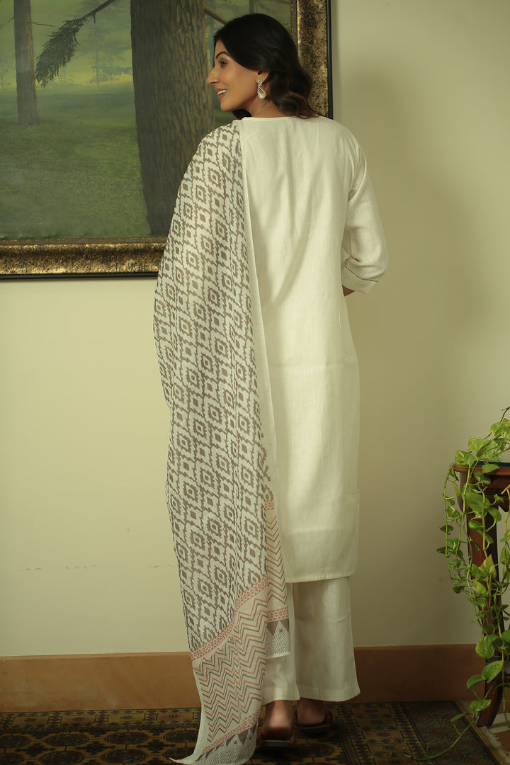 cotton linen Kurta with Thread work.