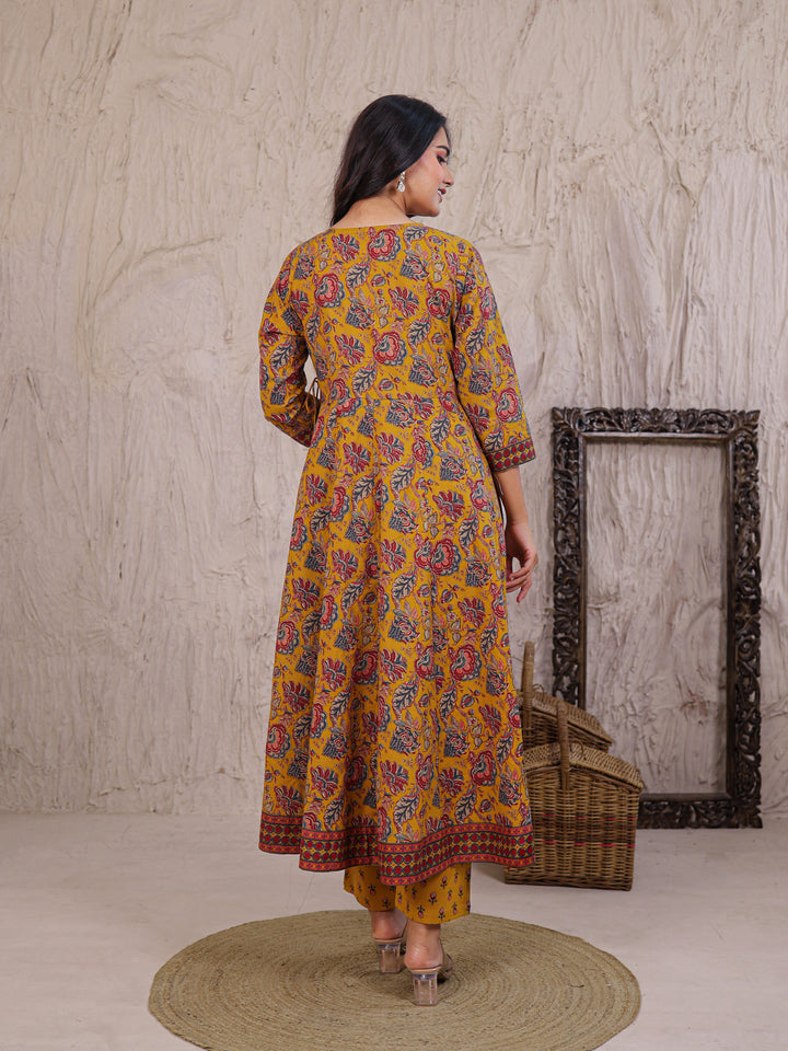 Anarkali Printed Cotton Kurta Set with Thread work