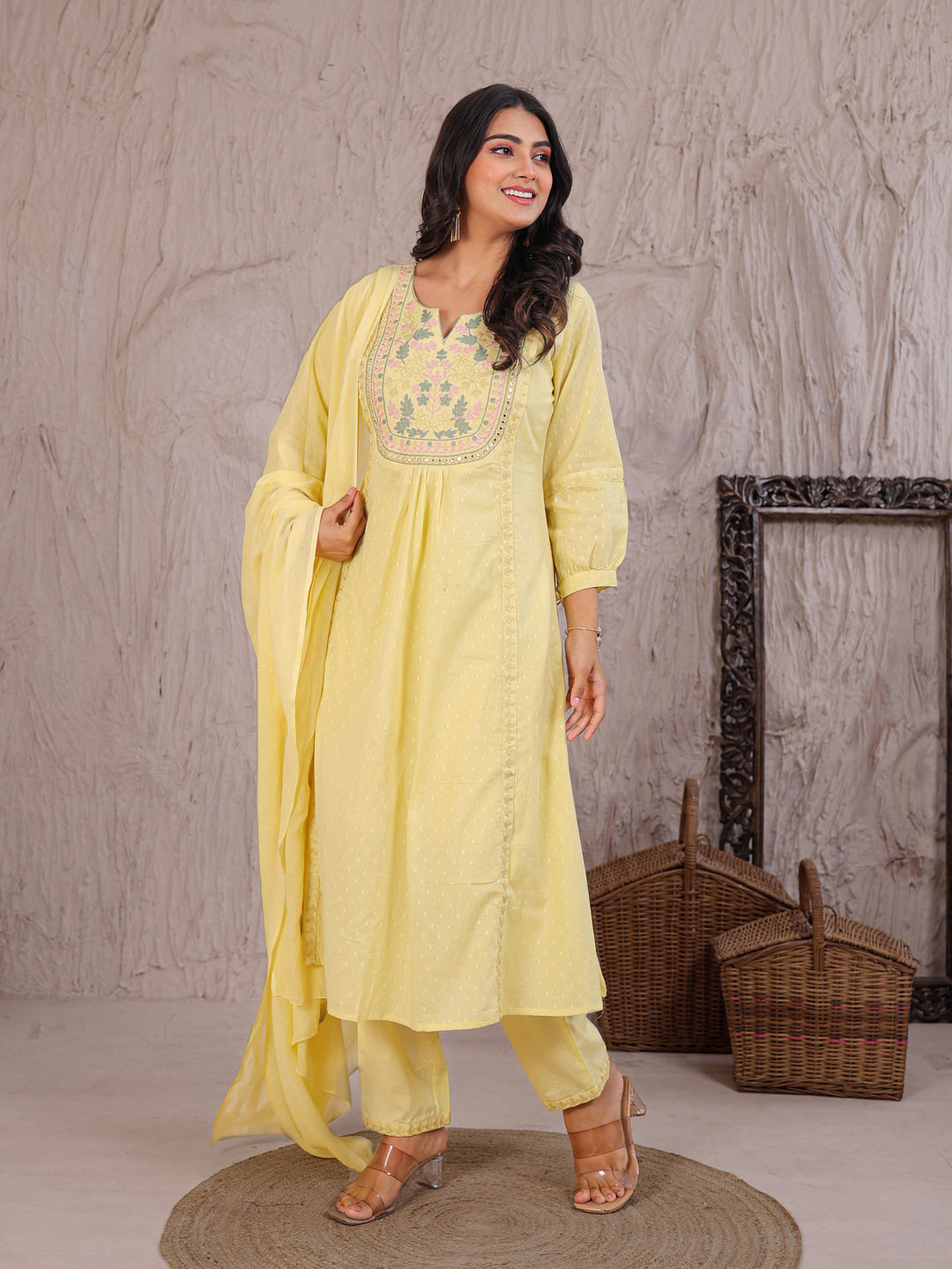 Cotton Kurta Set Stitched with Thread work