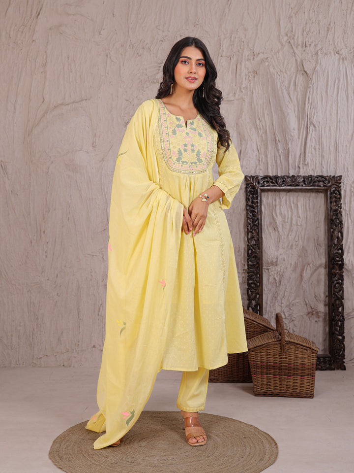 Cotton Kurta Set Stitched with Thread work