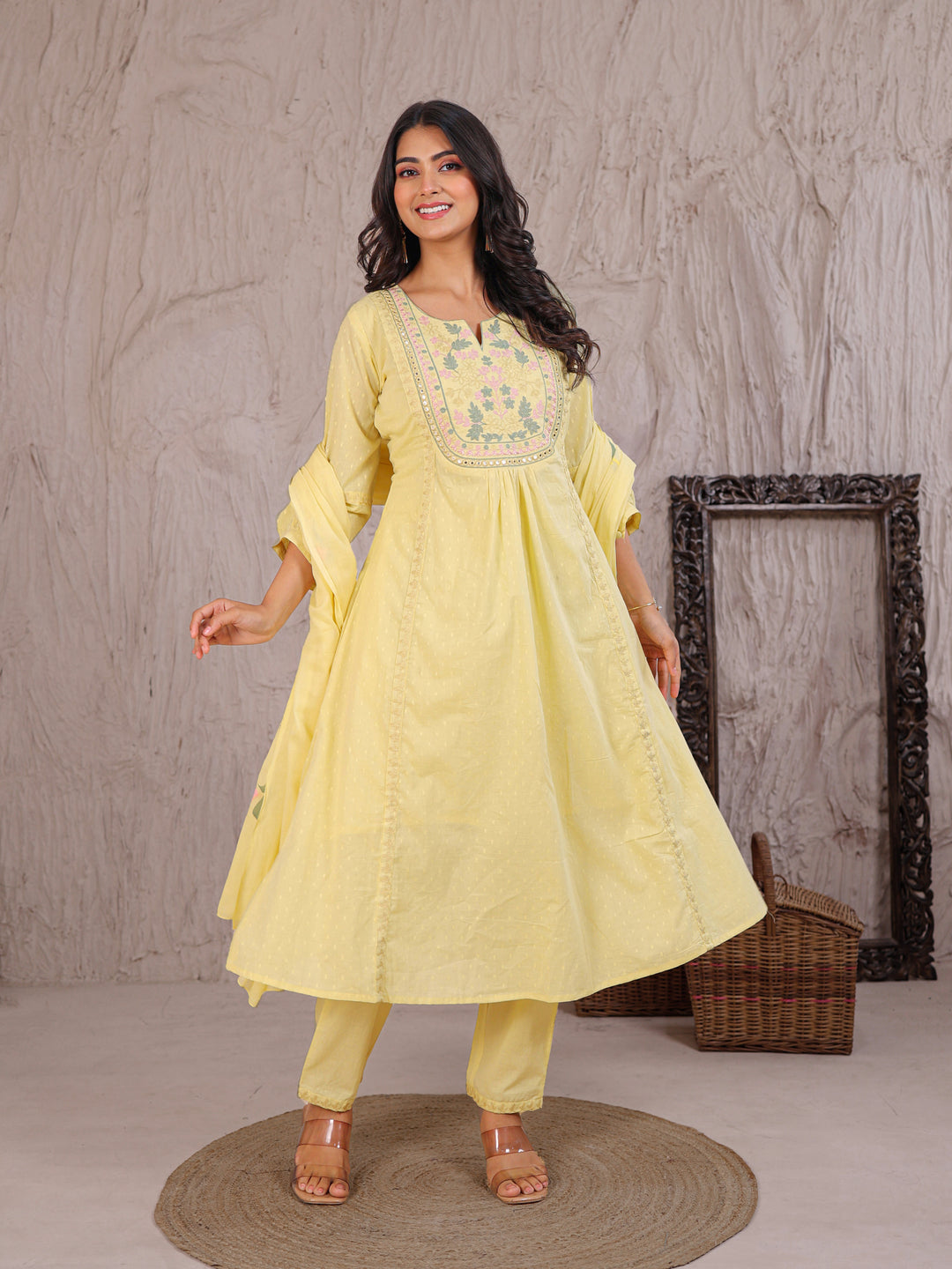 Cotton Kurta Set Stitched with Thread work