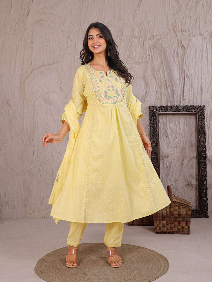 Cotton Kurta Set Stitched with Thread work