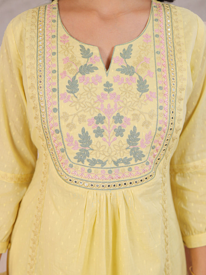 Cotton Kurta Set Stitched with Thread work