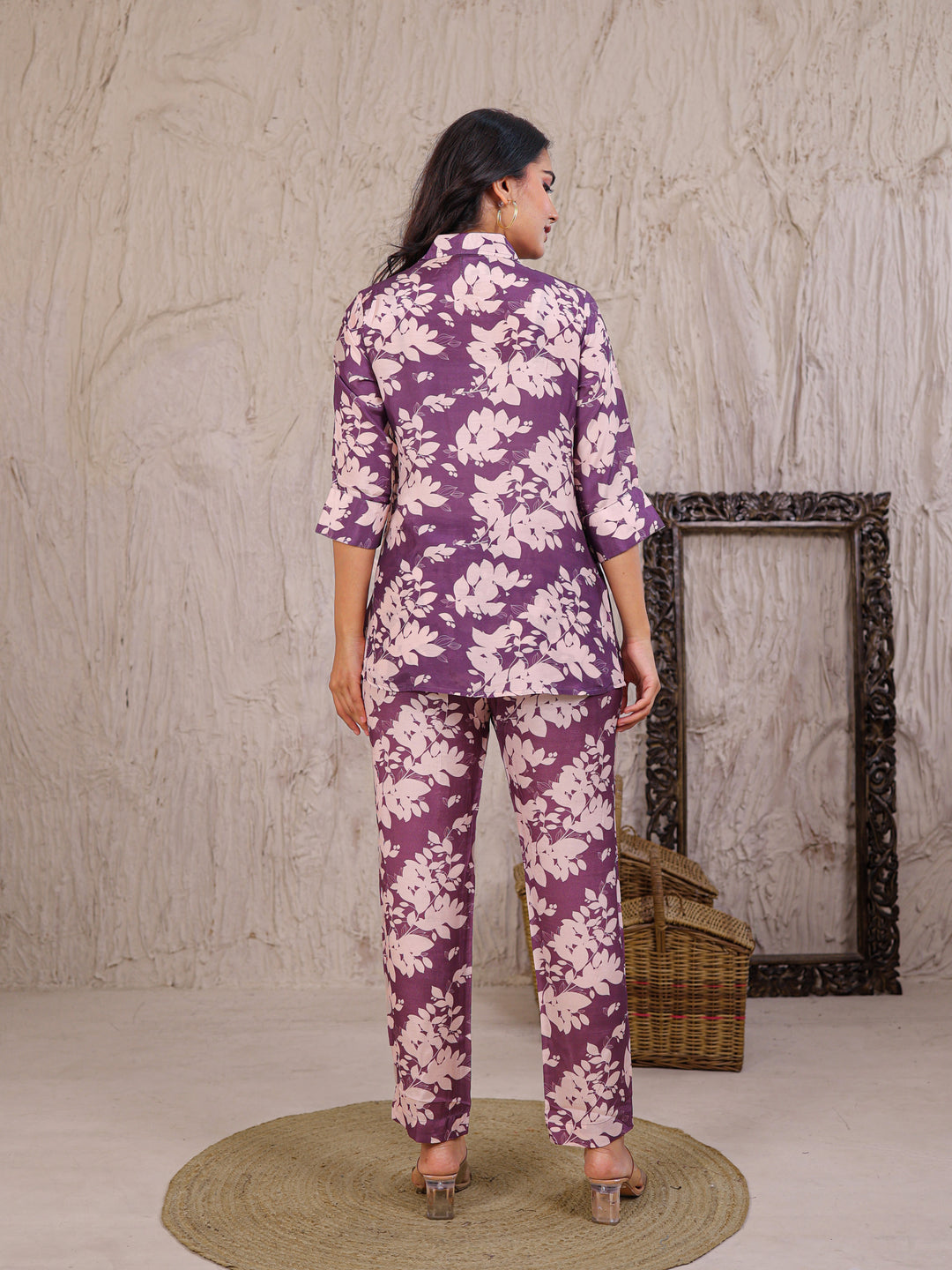 Printed Silk Blend Co Ord Set Embellished with Sequins work