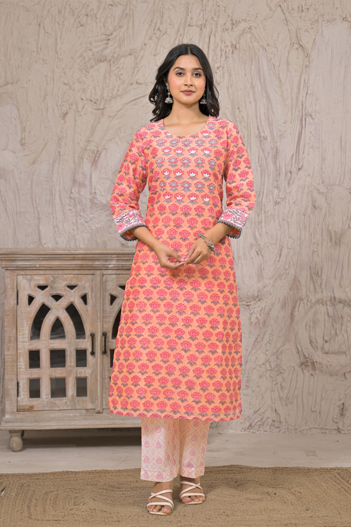 Chanderi Suit  with Aari, Pearl, Thread work.