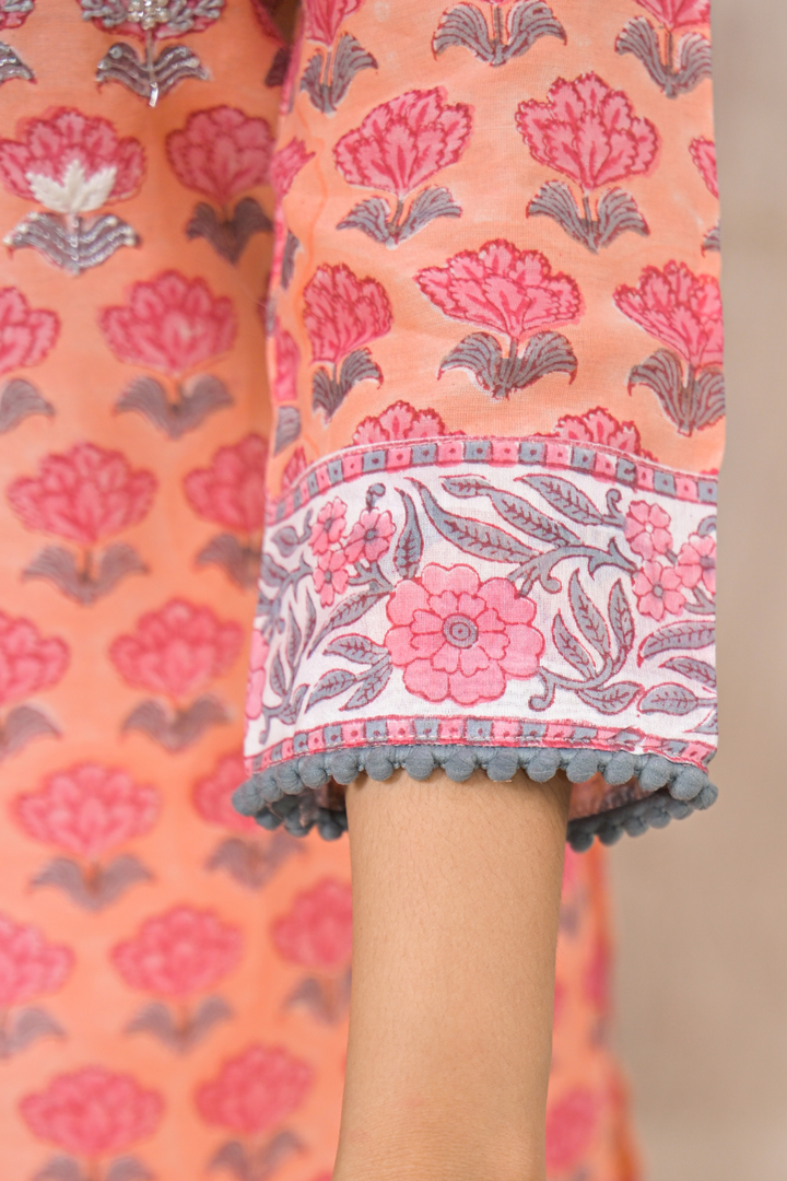 Chanderi Suit  with Aari, Pearl, Thread work.