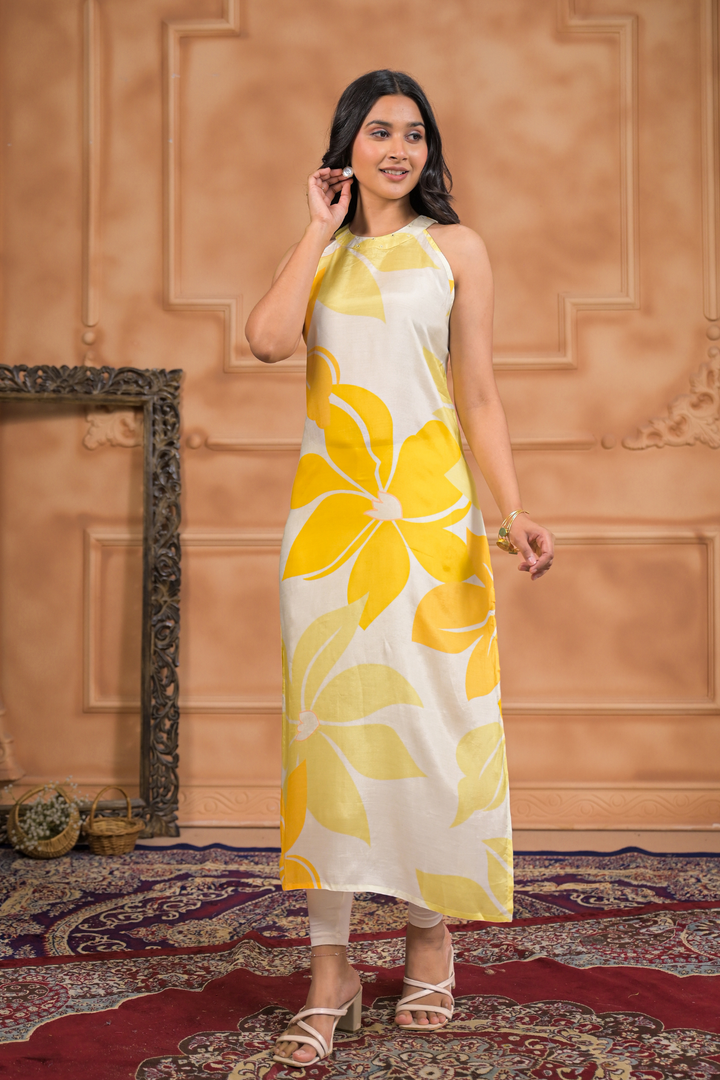 Printed Silk blend Kurta
