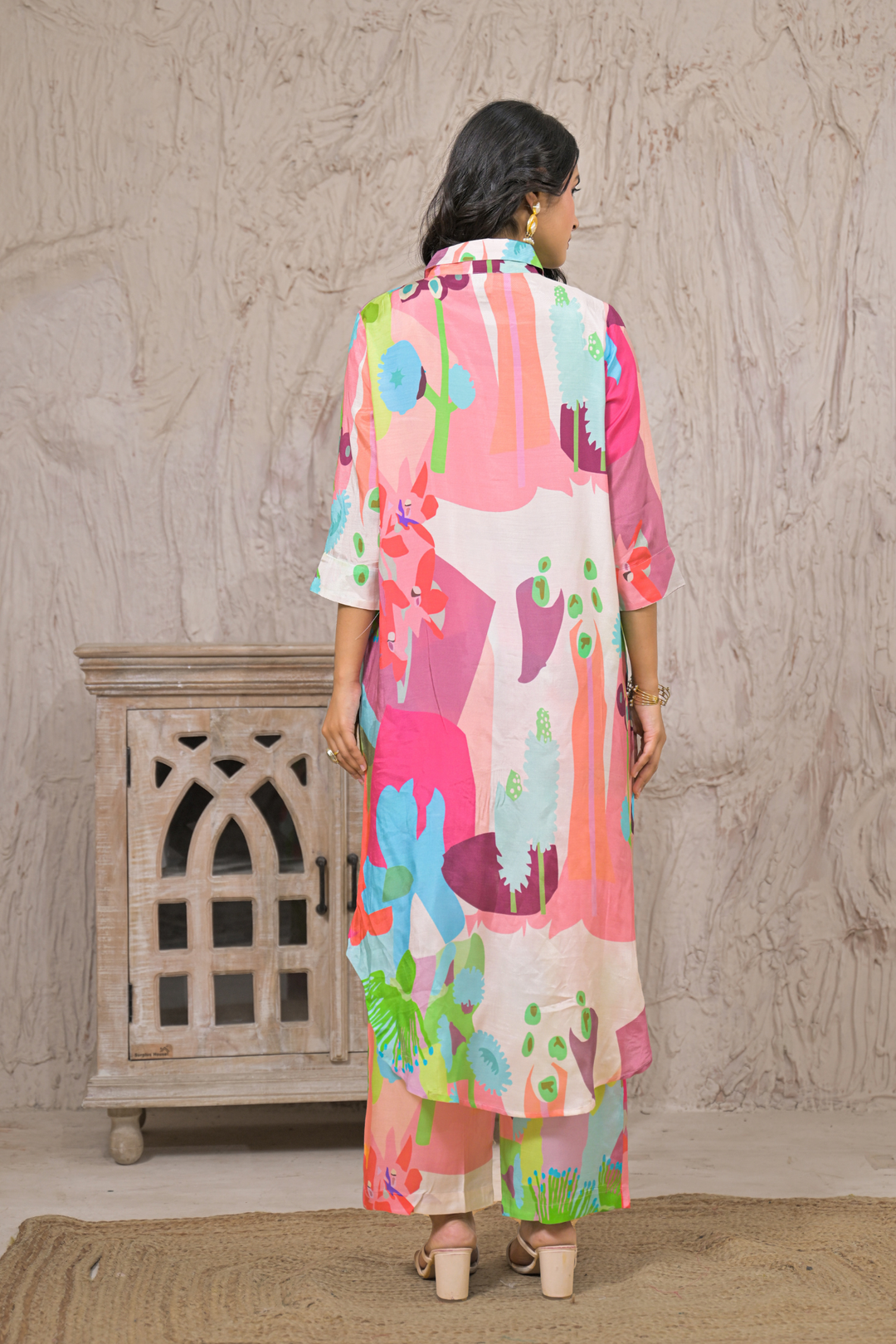 Printed Silk blend Co Ord Set
