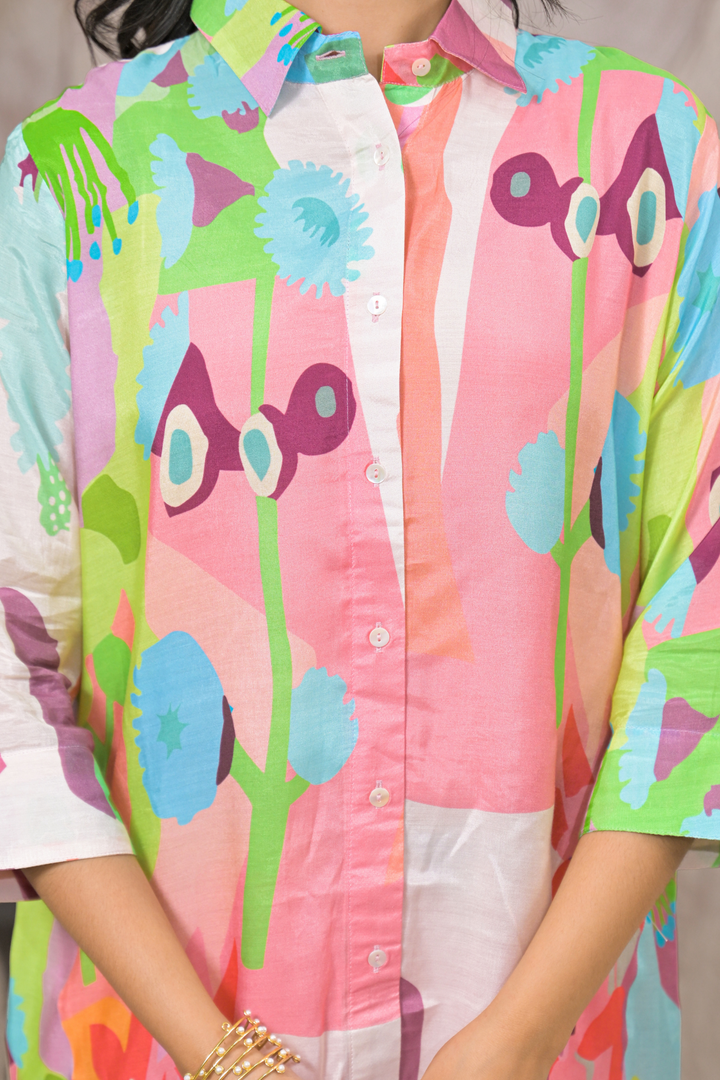Printed Silk blend Co Ord Set