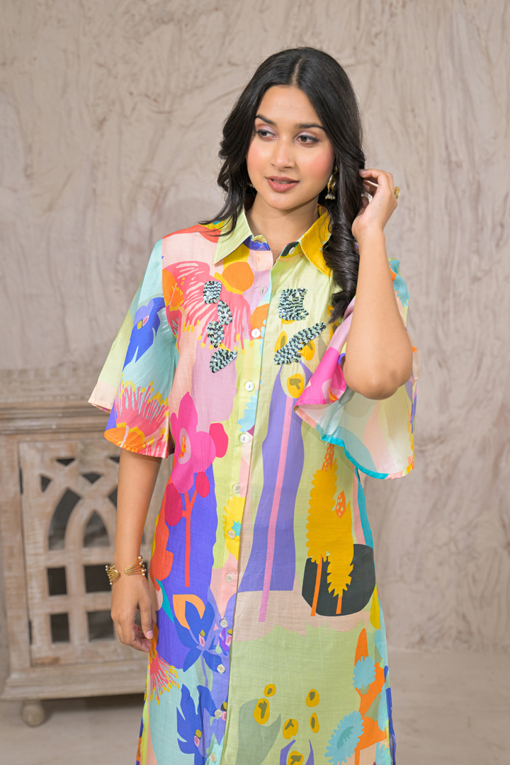 Printed Silk blend Kurta