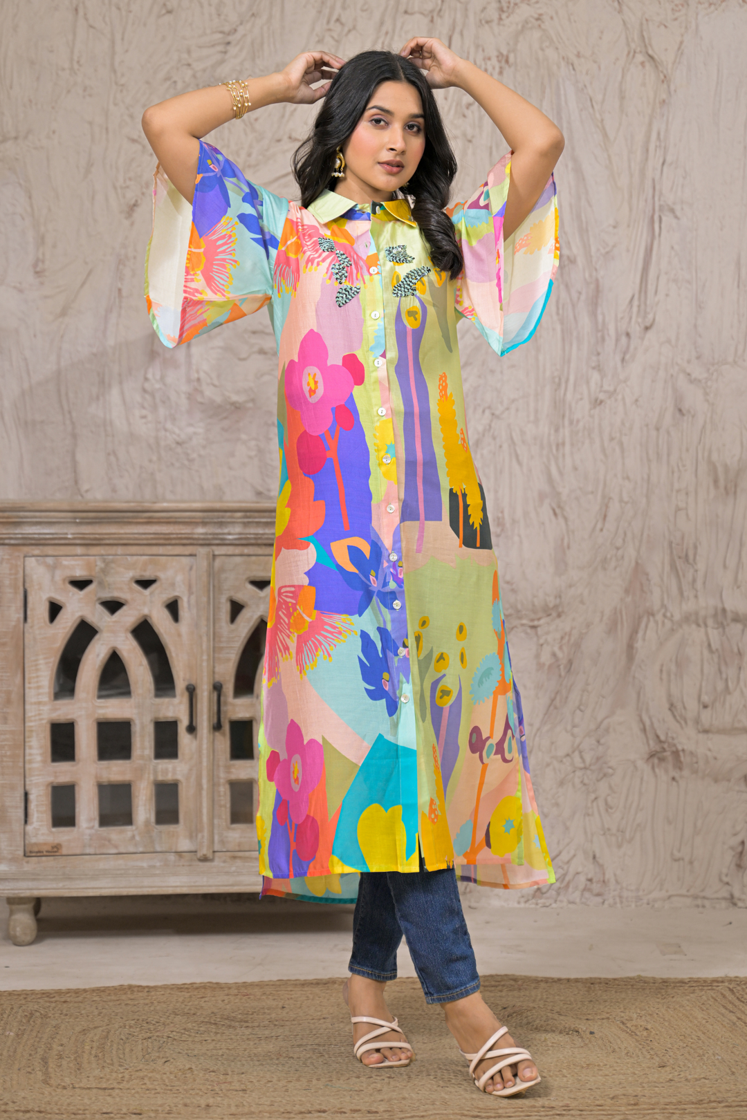 Printed Silk blend Kurta