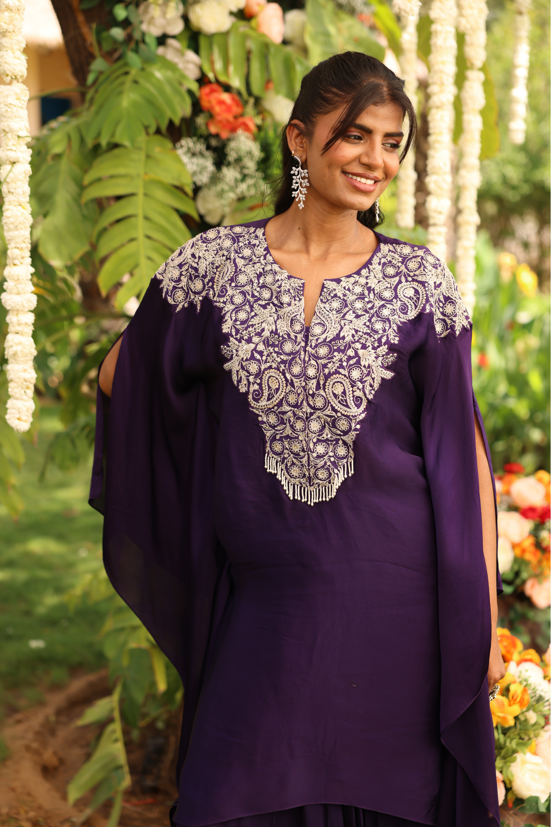 Organza Indowestern with Dori, Sequins work.