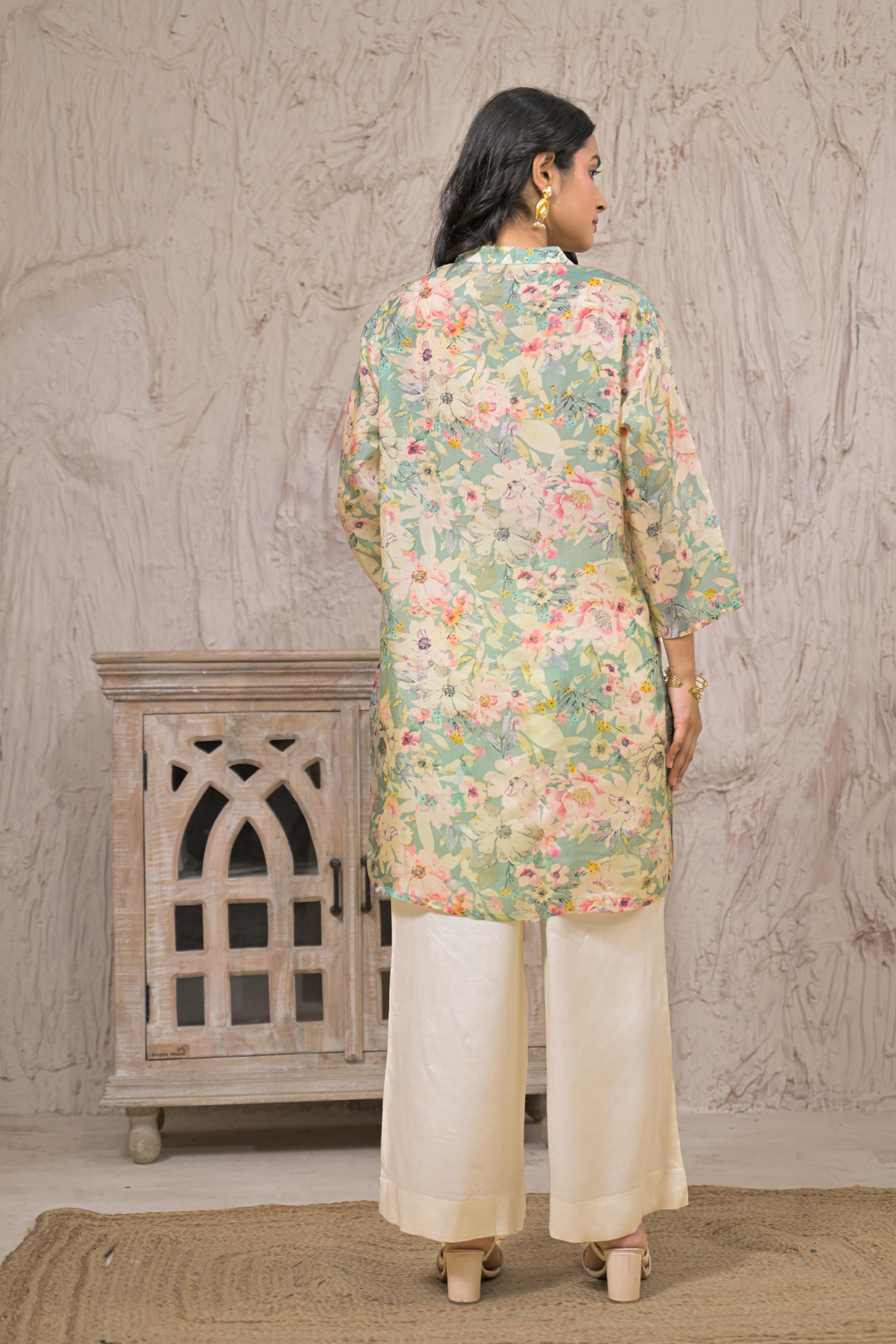 Flower print Silk blend Kurta
