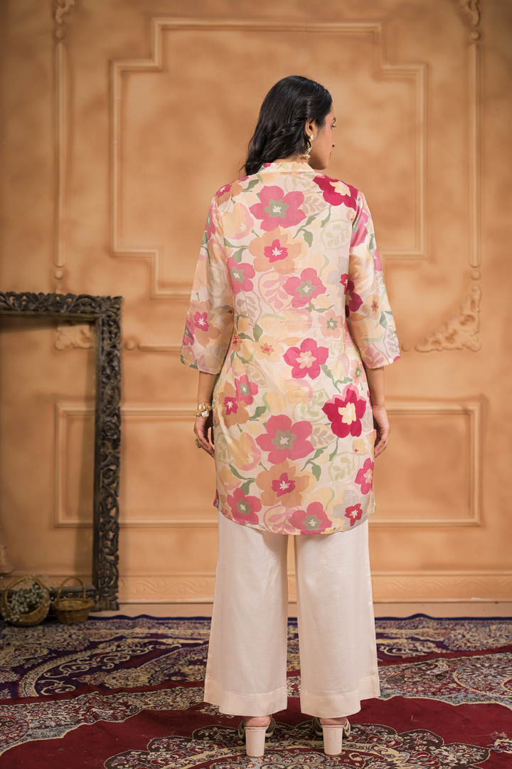 Floral print Silk blend Kurta
