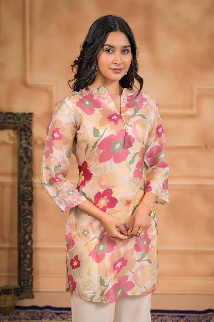 Floral print Silk blend Kurta