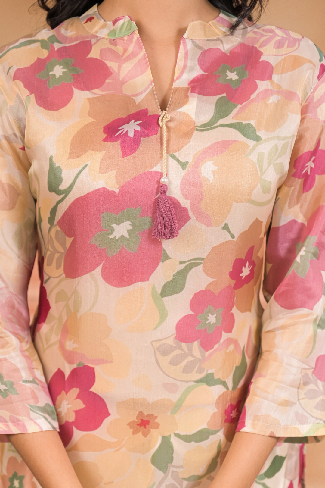 Floral print Silk blend Kurta