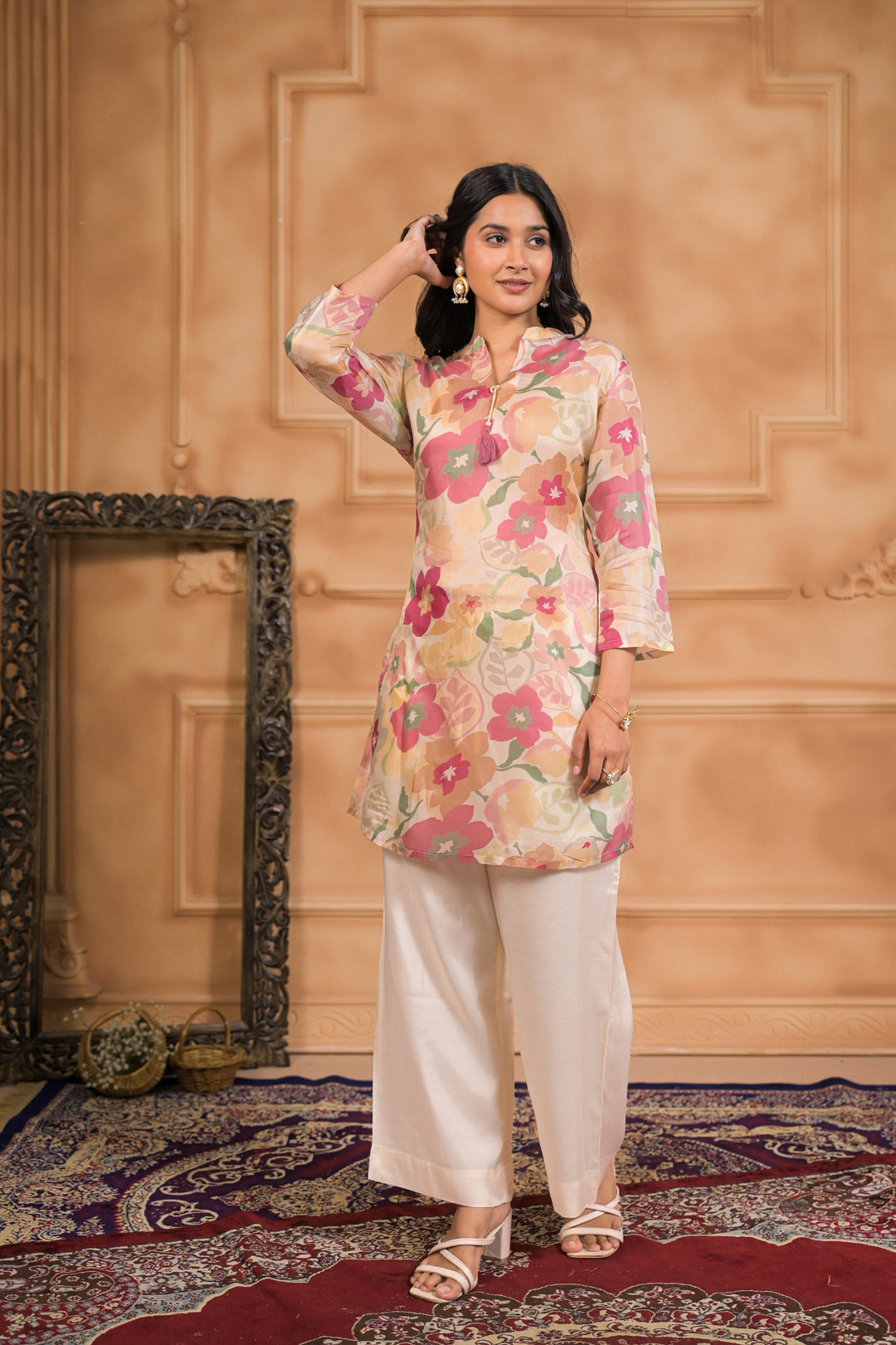 Floral print Silk blend Kurta