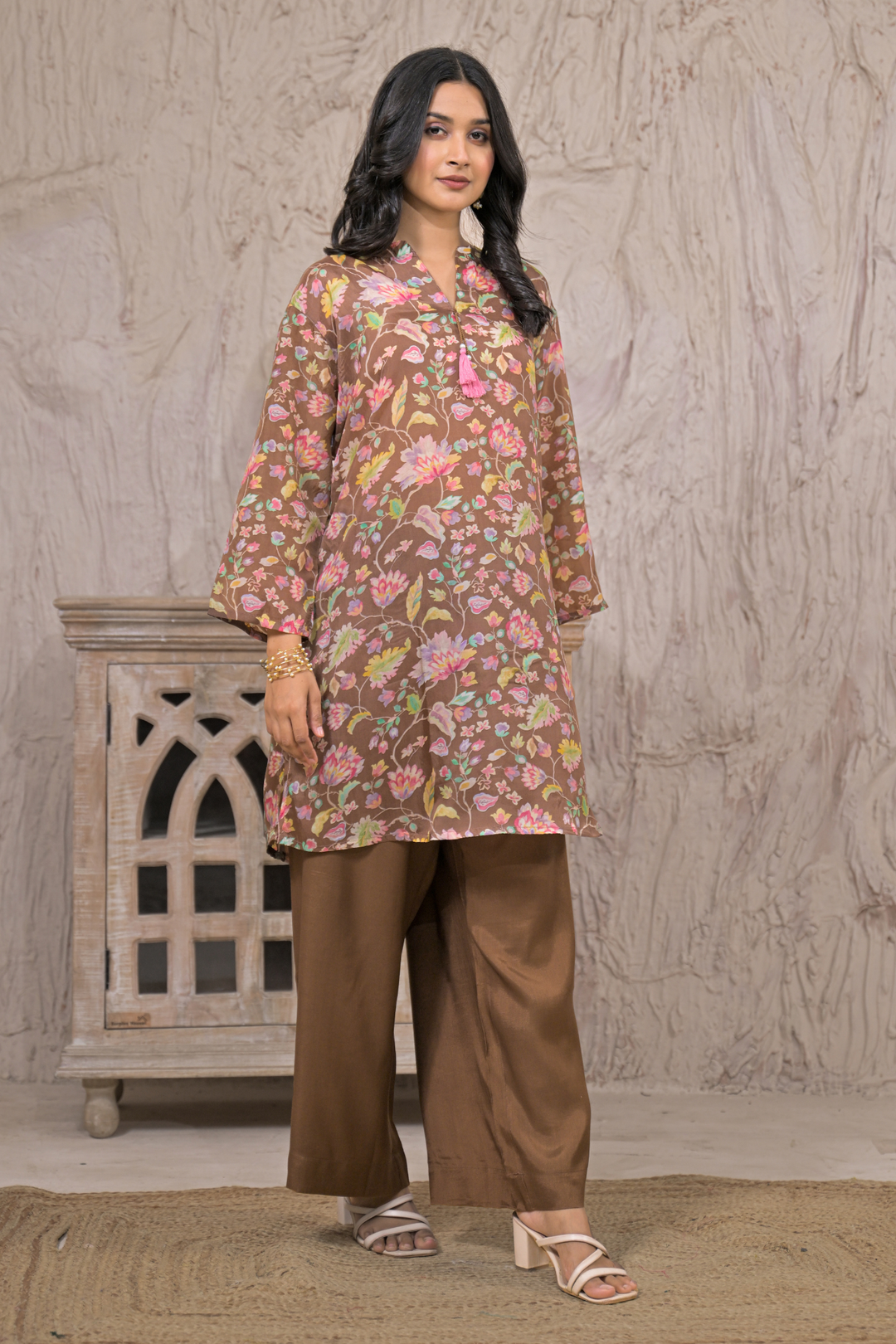 Floral print Silk blend Kurta
