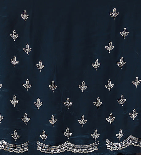 Dark Blue Shimmer Silk Saree with Cutdana and Sequins work