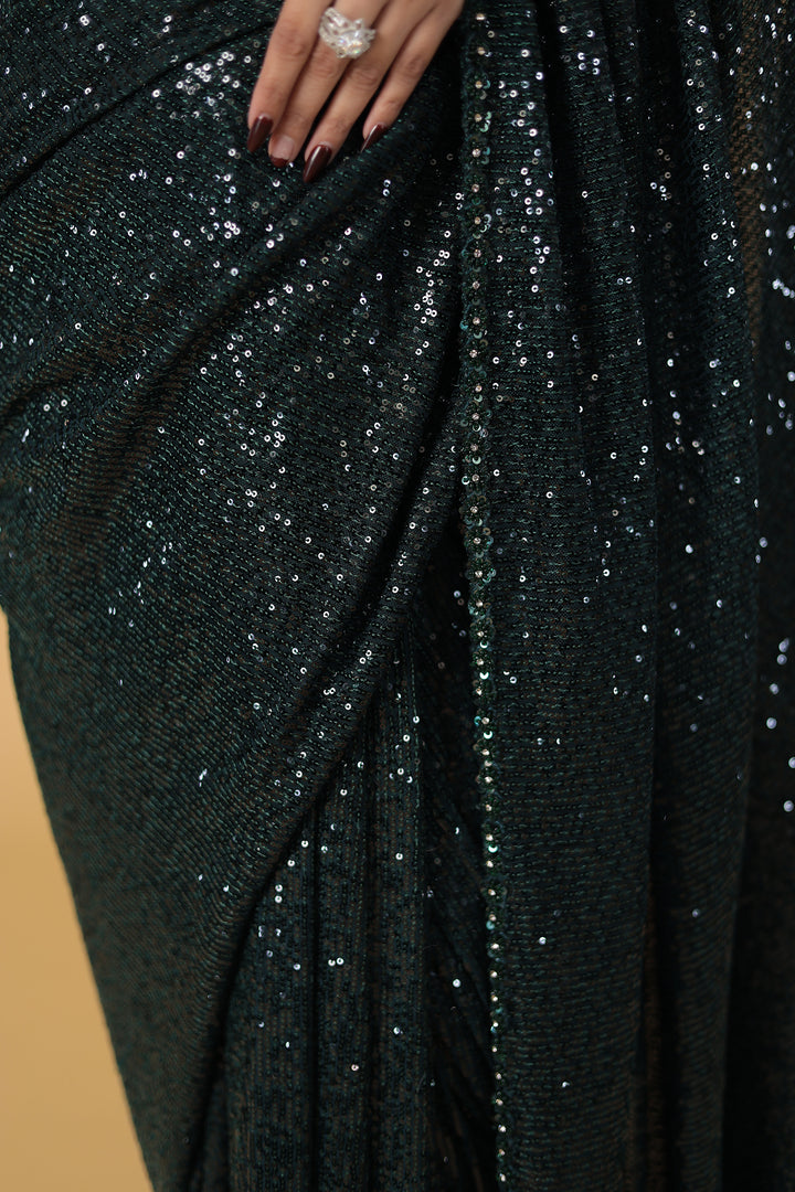 Stretchable Net Saree Embellished with Sequins work