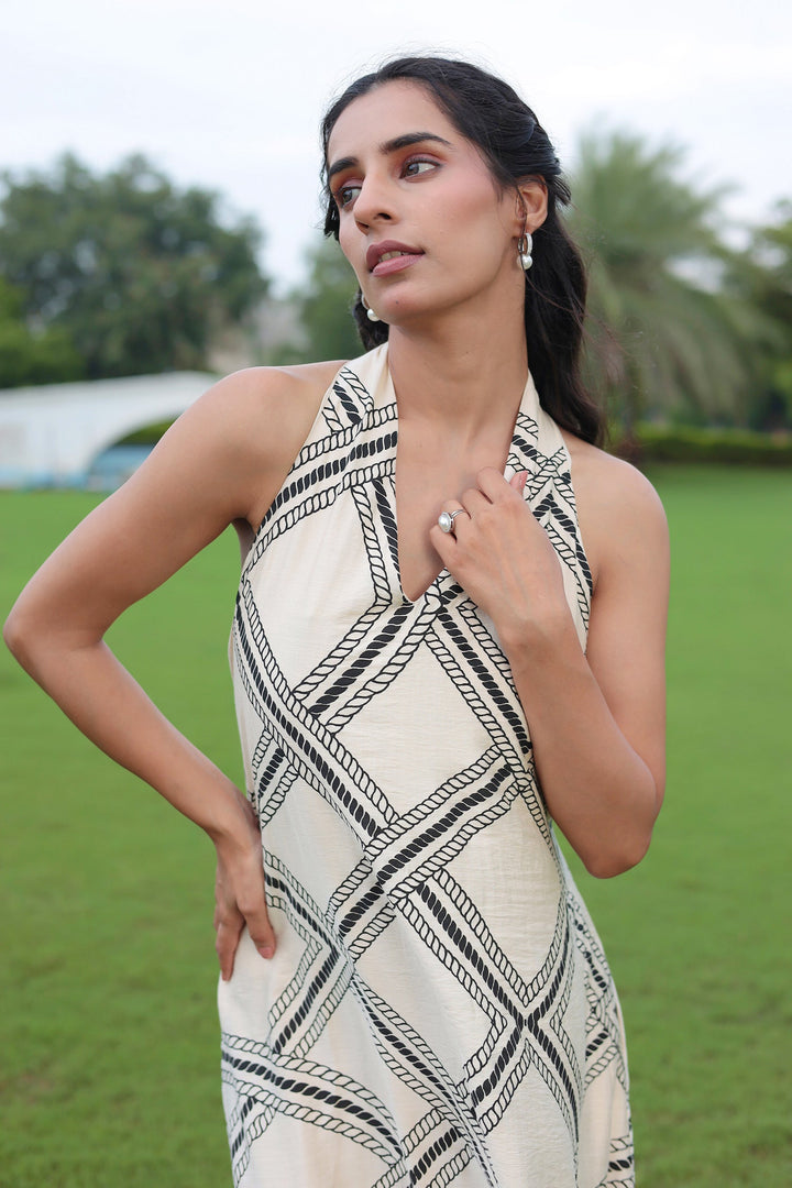 Halter neck printed Maxi Dress