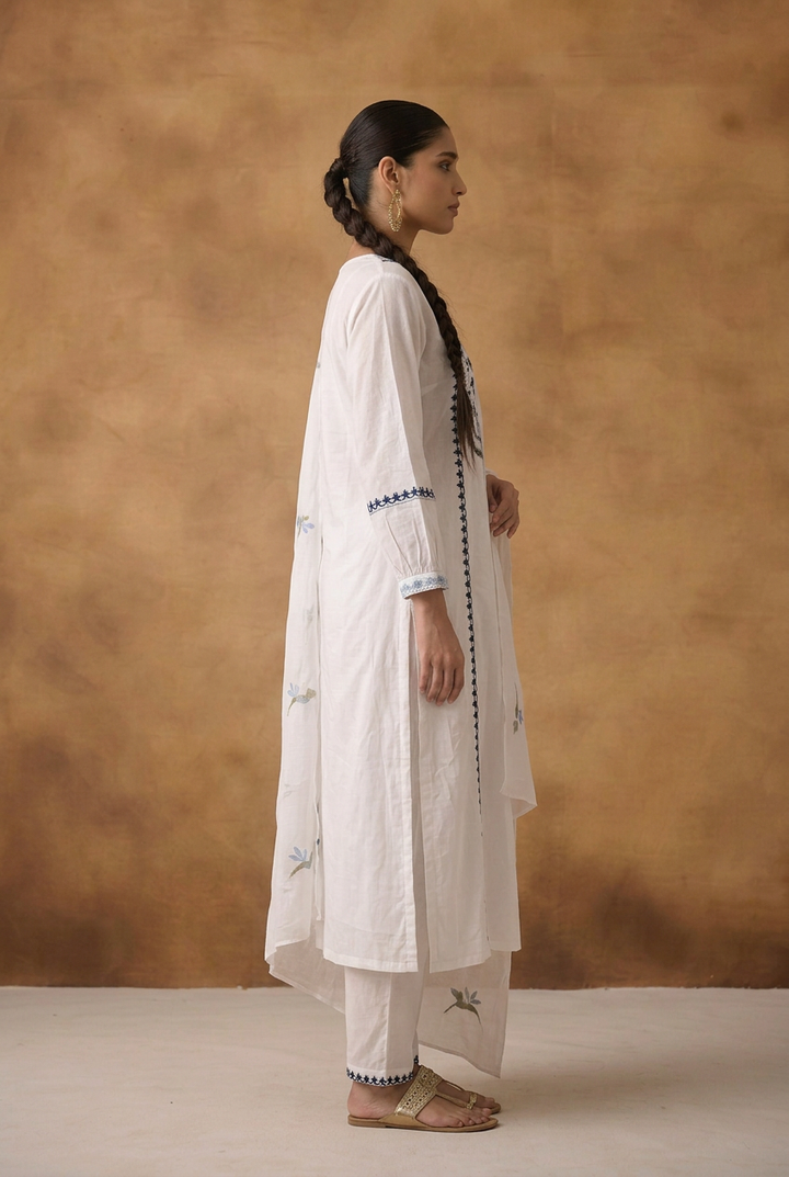Cotton Kurta with Mirror, Thread work.
