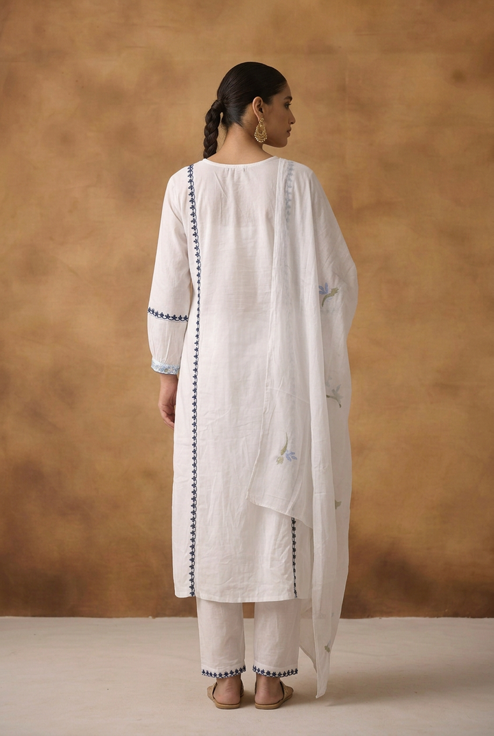 Cotton Kurta with Mirror, Thread work.