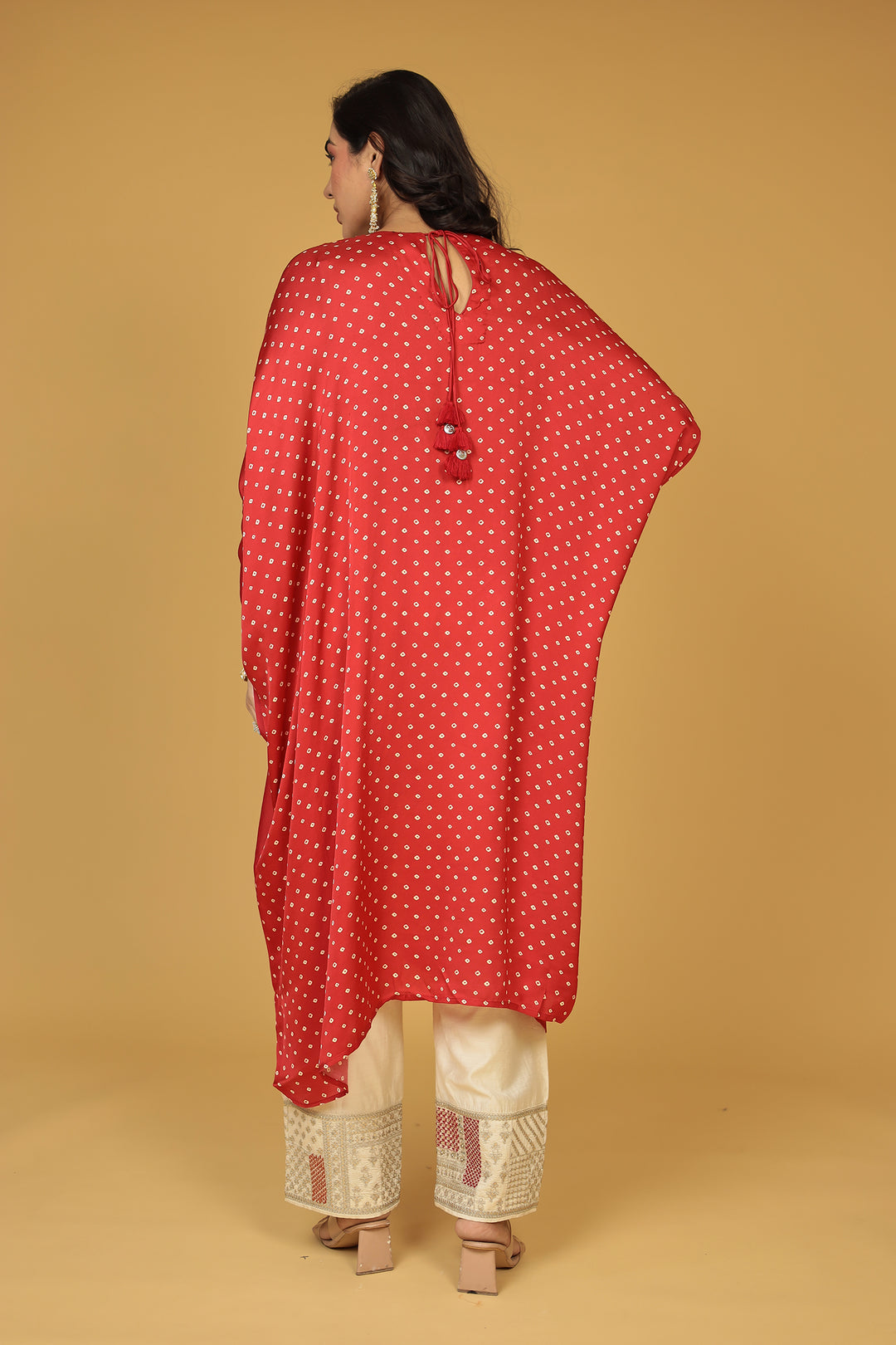 Silk Kaftan Suit with Sequins and Thread work