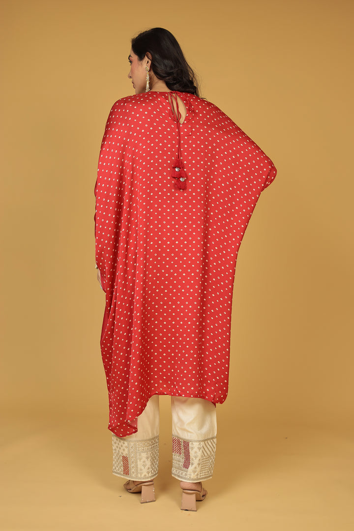 Silk Kaftan Suit with Sequins and Thread work