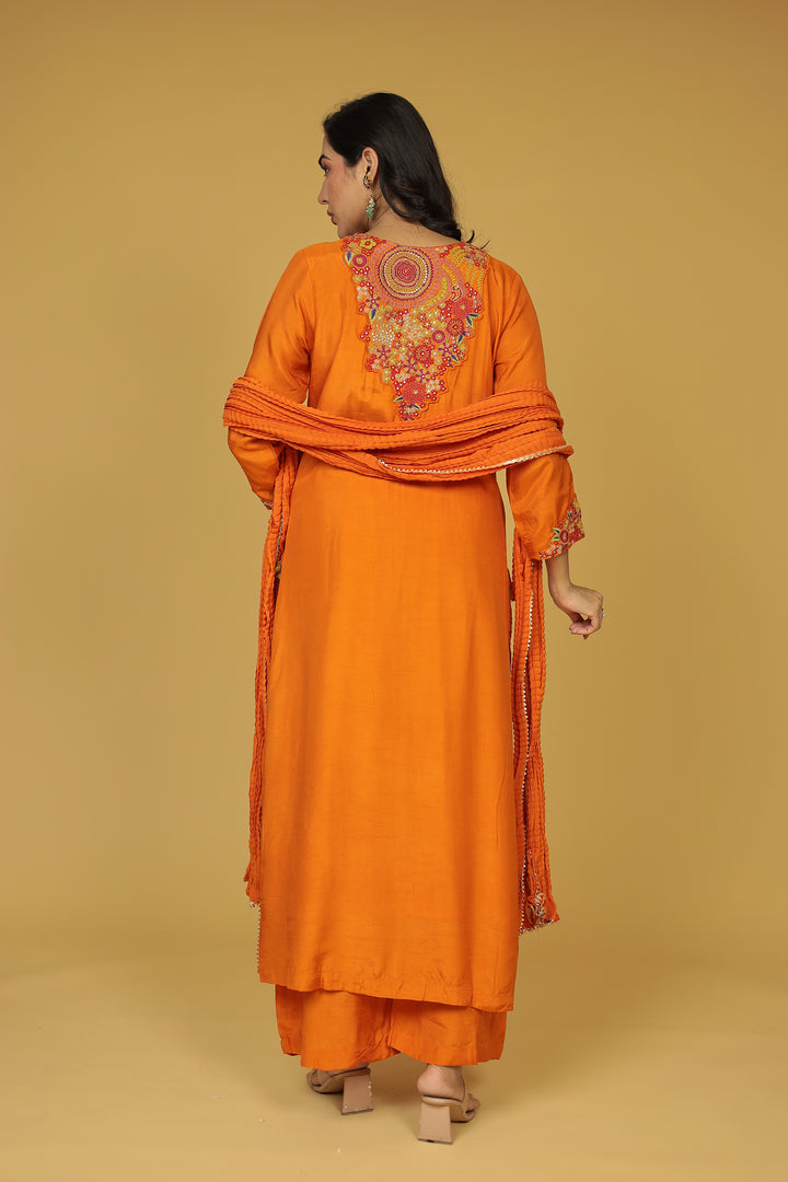 Silk Suit Detailed with Sequins and Thread work