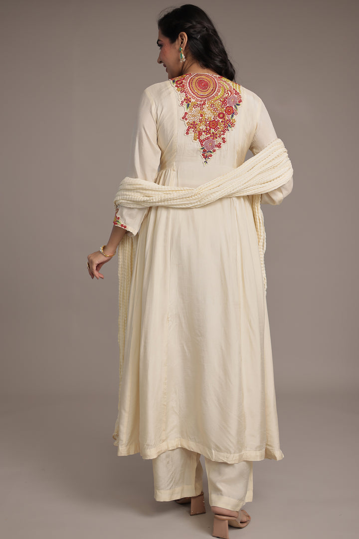 Anarkali Russian Silk Suit with Sequins and Thread work