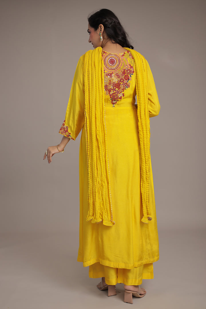 Anarkali Russian Silk Suit with Sequins and Thread work