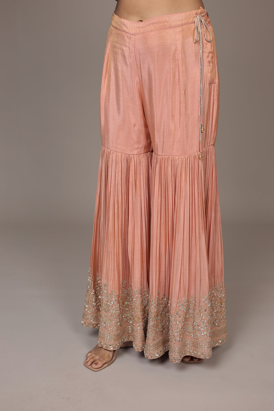 Chinon Sharara Silk Suit with Cutdana and Sequins work