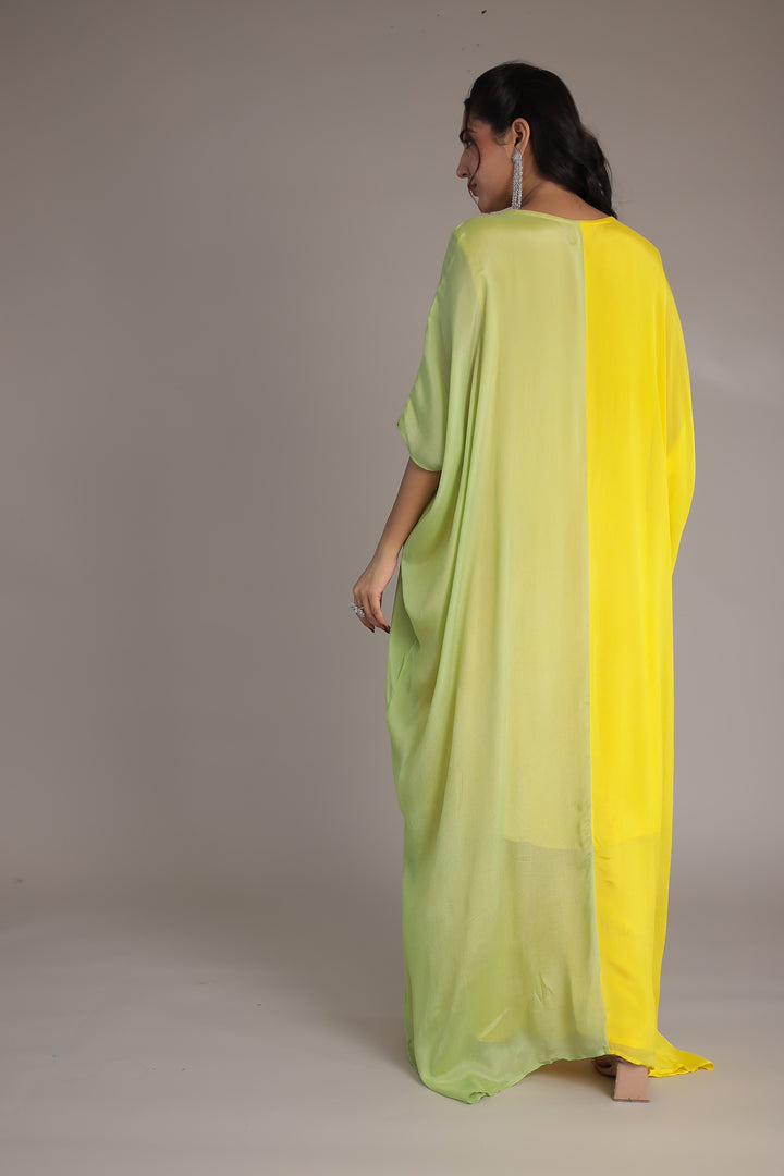 Double Shade Chinon Silk Indowestern with Sequins and Stone work