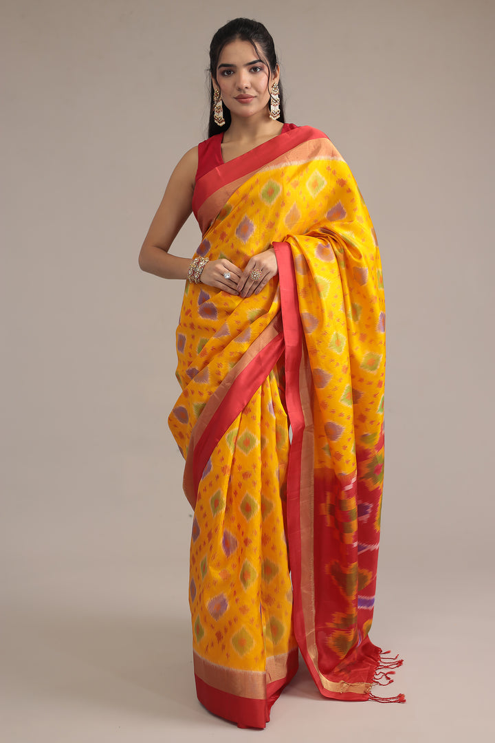 Gold Ikat Silk  Saree