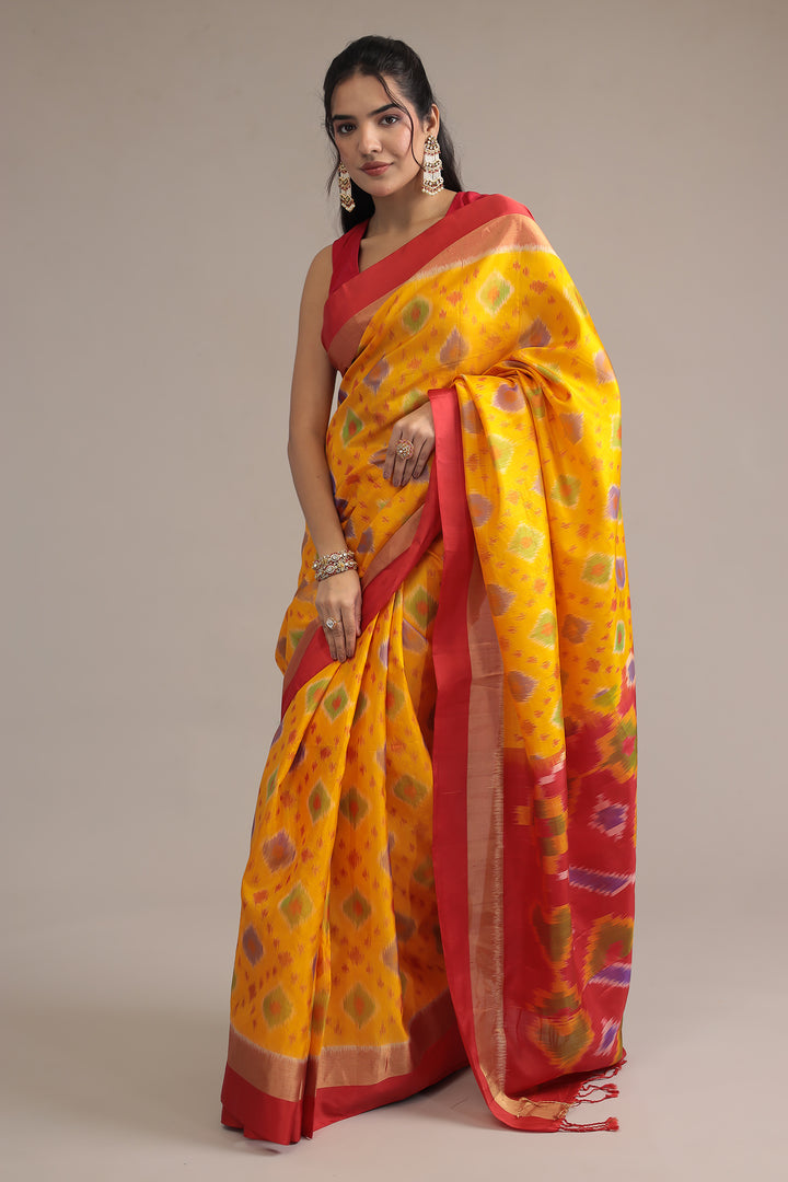Gold Ikat Silk  Saree