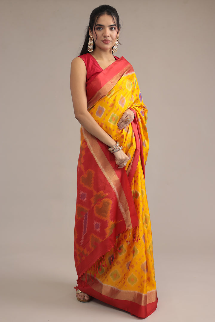 Gold Ikat Silk  Saree