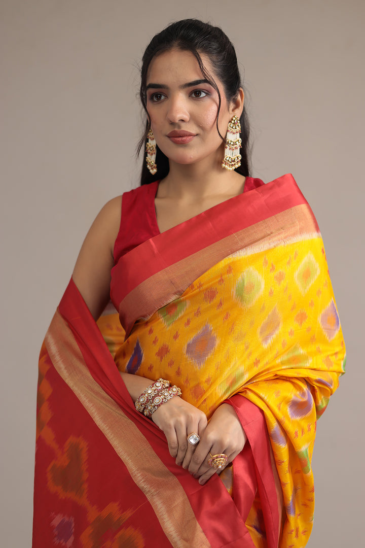 Gold Ikat Silk  Saree