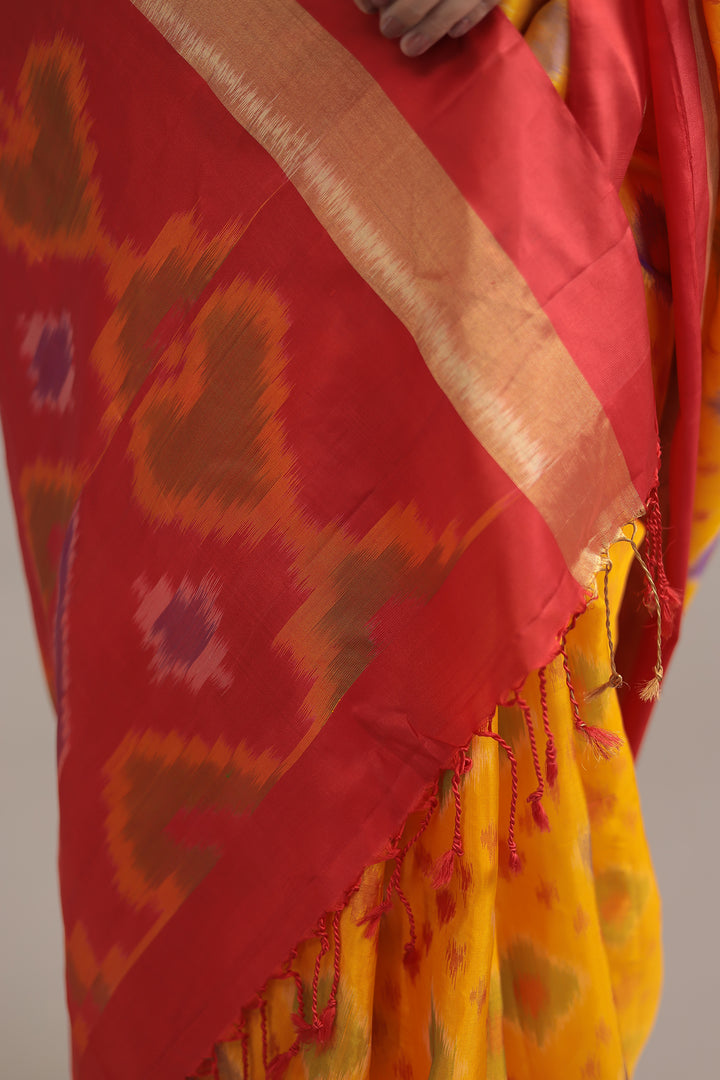 Gold Ikat Silk  Saree