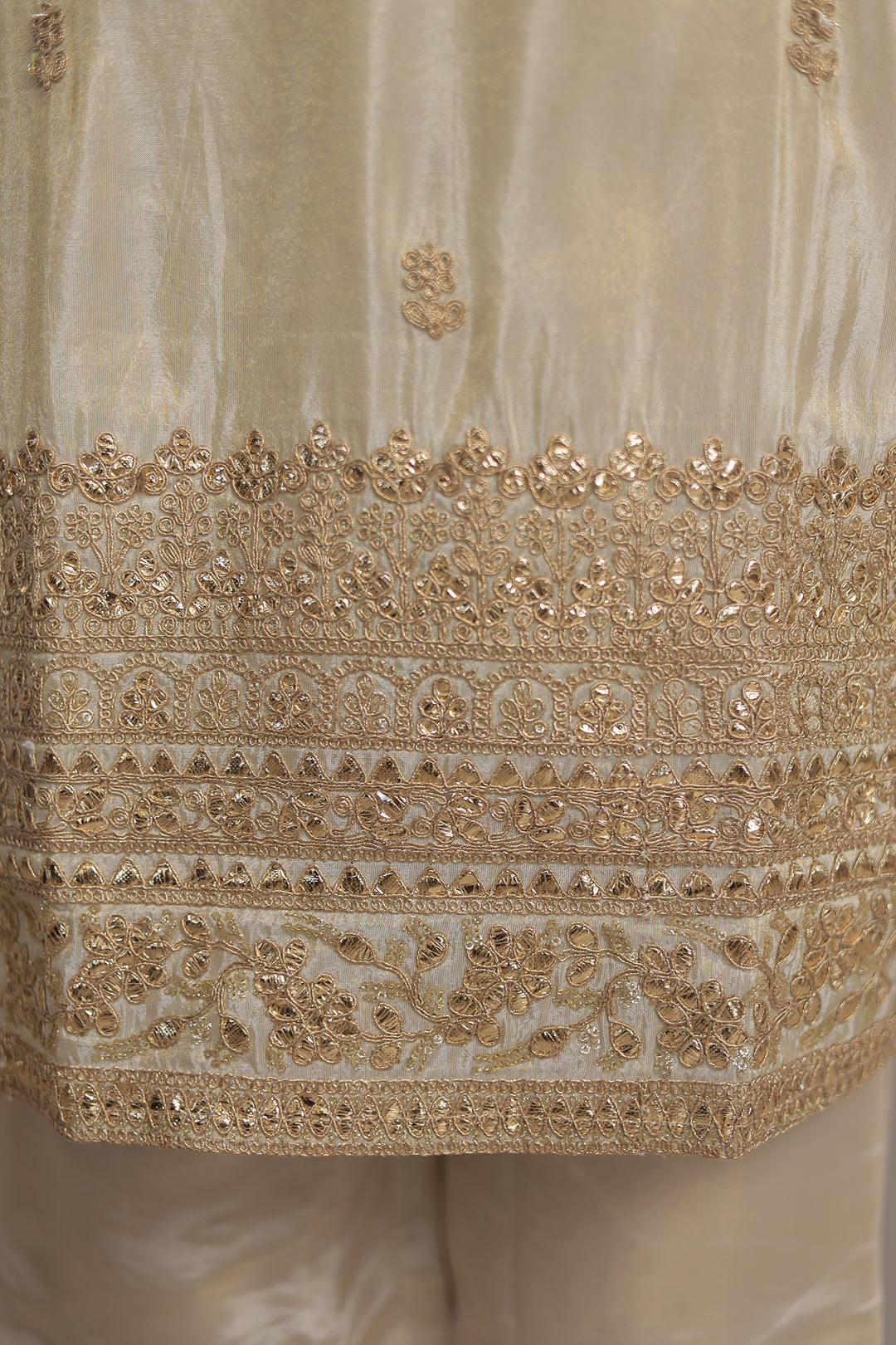 Shimmer Tissue Kurta Set Stitched with Dori and Sequence Work