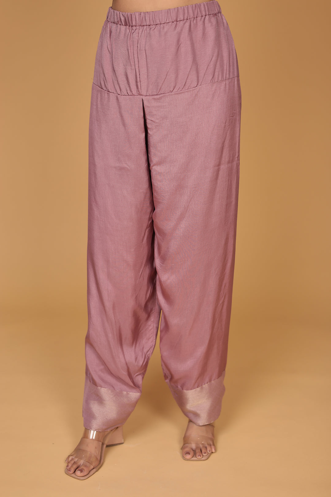 Anarkali Shimmer Tissue Indo Western (2Pc) Suit Embellished with Pearl, Thread and Zardozi work