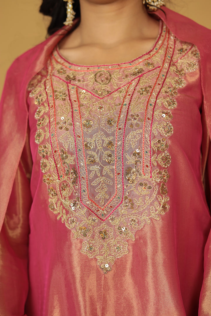 Shimmer Tissue Indo Western (3Pc) with Dori, Sequins and Thread work