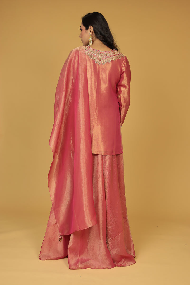 Shimmer Tissue Indo Western (3Pc) with Dori, Sequins and Thread work