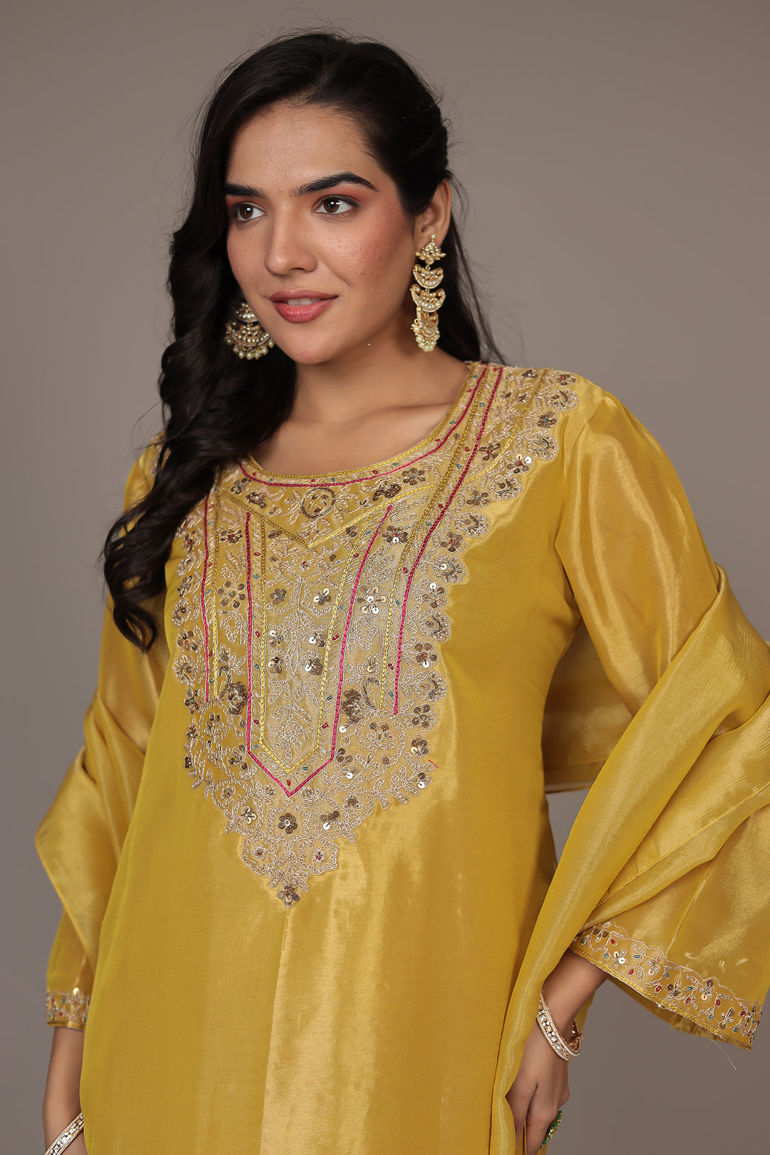 Shimmer Tissue Indo Western (3Pc) with Dori, Sequins and Thread work