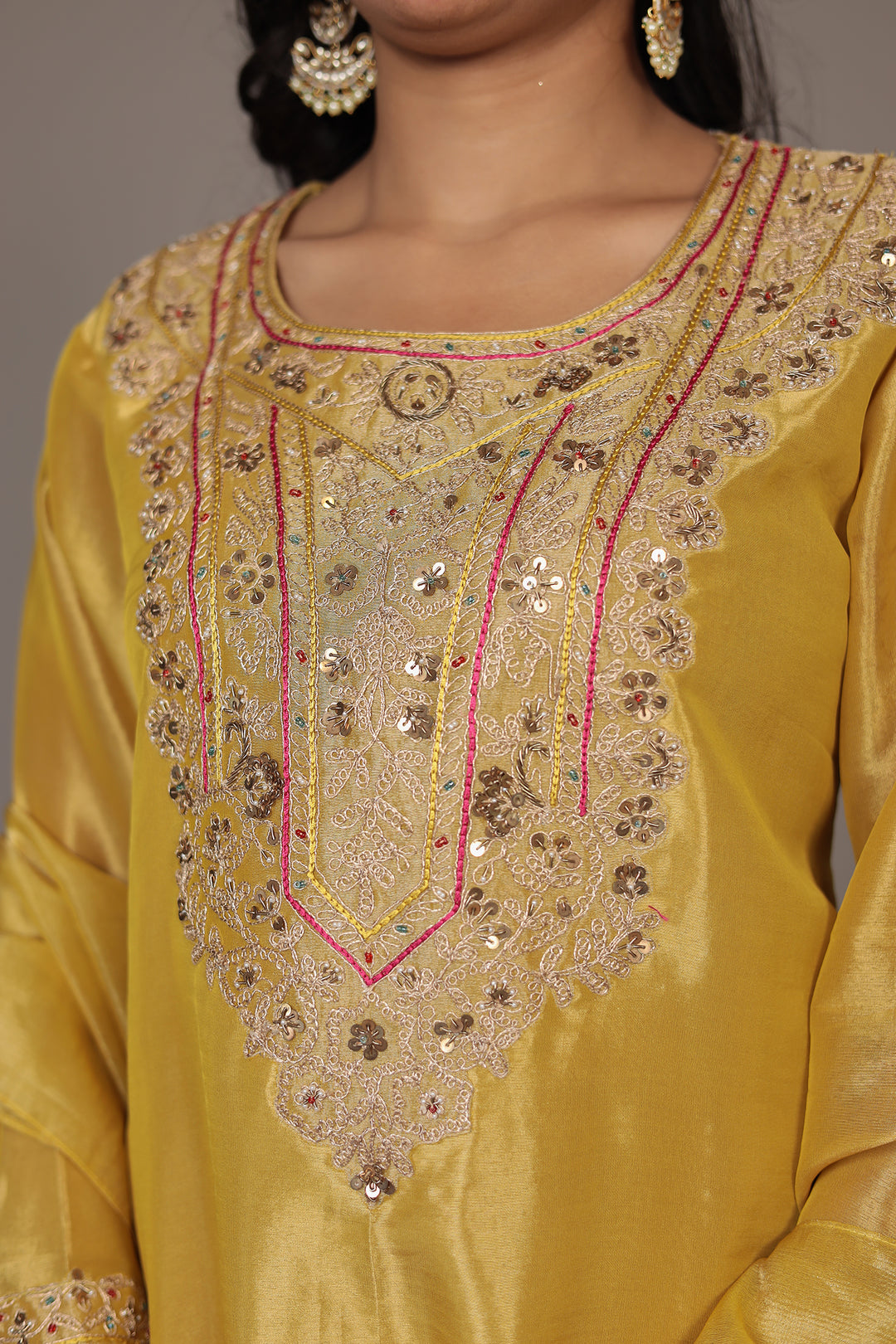 Shimmer Tissue Indo Western (3Pc) with Dori, Sequins and Thread work